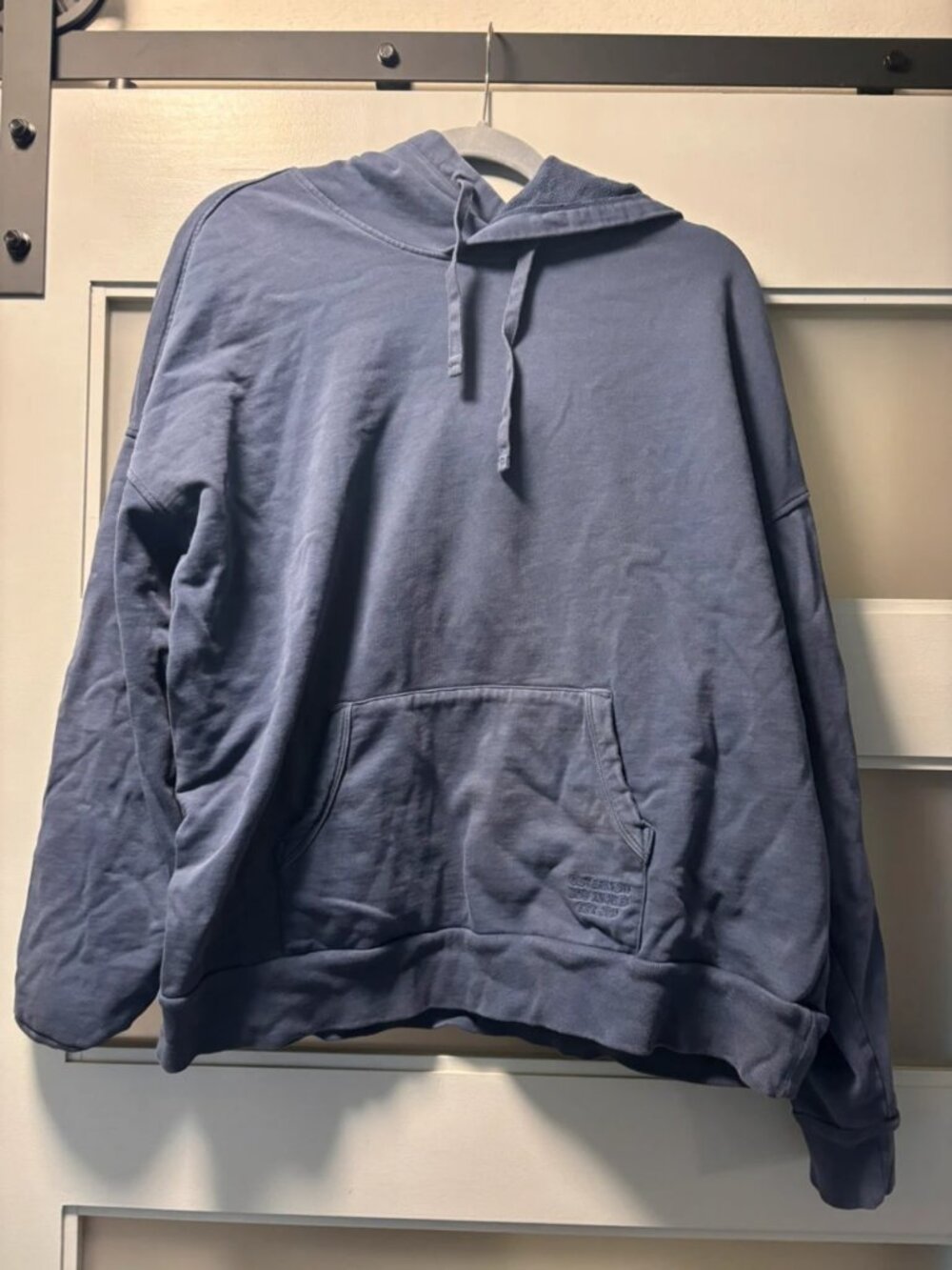 Men's Navy Pullover Hoodie with Kangaroo Pocket Size XL